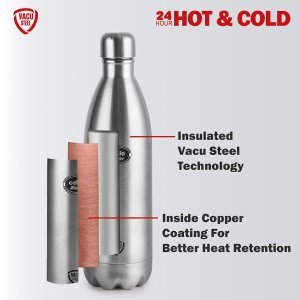 Cello Swift Thermosteel Water Bottle 2200ml, Silver | Double Walled Vacuum Insulated Flask Bottle | Keeps Drinks Hot or Cold for 24 Hours | Easy To Carry | Ideal For Water, Tea, Coffee & Cold Beverages