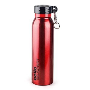 Cello Beatle Stainless Steel Vacuum Insulated Bottle, Red, 750ml |Hot & Cold Water Bottle with Screw top Lid | Double Walled Water Bottle for Sports, Gym, Outdoor, Travel