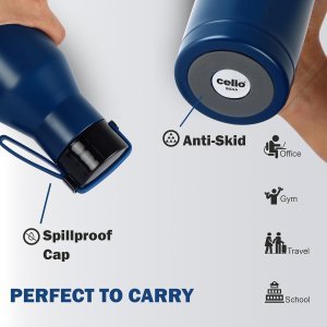 Cello Maestro Thermosteel Flask, 1000ml, Blue | 24 Hours Hot & Cold Stainless Steel Bottle | Leak Proof & Screw Top Lid | Ideal for Office, Gym, Home, Kitchen, Hiking, Trekking, Travel Bottle