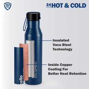 Cello Maestro Thermosteel Flask, 750ml, Blue | 24 Hours Hot & Cold Stainless Steel Bottle | Leak Proof & Screw Top Lid | Ideal for Office, Gym, Home, Kitchen, Hiking, Trekking, Travel Bottle