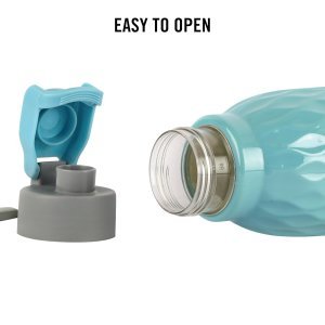 CELLO Puro Wave 900 Water Bottle | Easy Carry Wrist Belt | Covered Drinking Spout | Refrigerator Safe| Plastic Bottle | Set of 3 | 900ml, Assorted