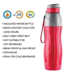 CELLO Puro Sports 900 Inner Steel Insulated Water Bottle Set of 4, (900 ml x 4), Assorted | ISI Certified, Leakproof Easy to Open Flip Top Cap | Hot and Cold Bottle For Kids School, Office & Travel