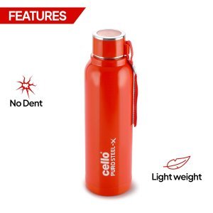 Cello Puro Steel-X Benz 900 Inner Steel Insulated Water Bottle 900ml, | ISI Certified | BPA Free, Leakproof | Sturdy & Durable | Ideal for Office, College, Gym, Cycling, Camping & Outdoor Sports