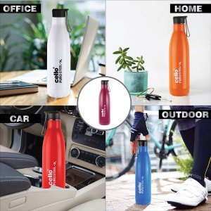 CELLO Puro Steel-X Rover 600 | Water Bottle with Inner Steel and Outer Plastic | Leak Proof Insulated Water Bottle | Suitable for Home, School, Office, Outdoor | 600ml, Colour May Vary