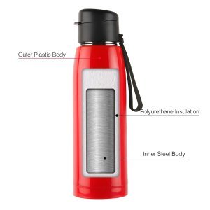 Cello Puro Steel-X Cooper 600 |Water Bottle with Inner Steel and Outer Plastic | Rust Proof and Leak Proof | Wide Mouth for Easy Cleaning | 600ml | Colour May Vary
