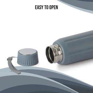 Cello Puro Steel X Spike 900 Water Bottle | Leak Proof & Refrigerator Safe | PU Insulated | Wide Mouth Opening | Keeps Content Cold for Long Hours | 900ml, Light Grey